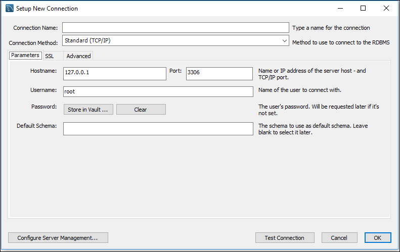 Einführung MySQL Workbench - "Einrichtung einer Verbindung" 5 MySQL Workbench CE Neue Verbindung einrichten 1