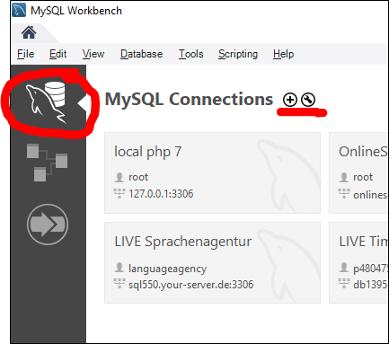 Einführung MySQL Workbench - "Einrichtung einer Verbindung" 4 MySQL Workbench Dashboard 1